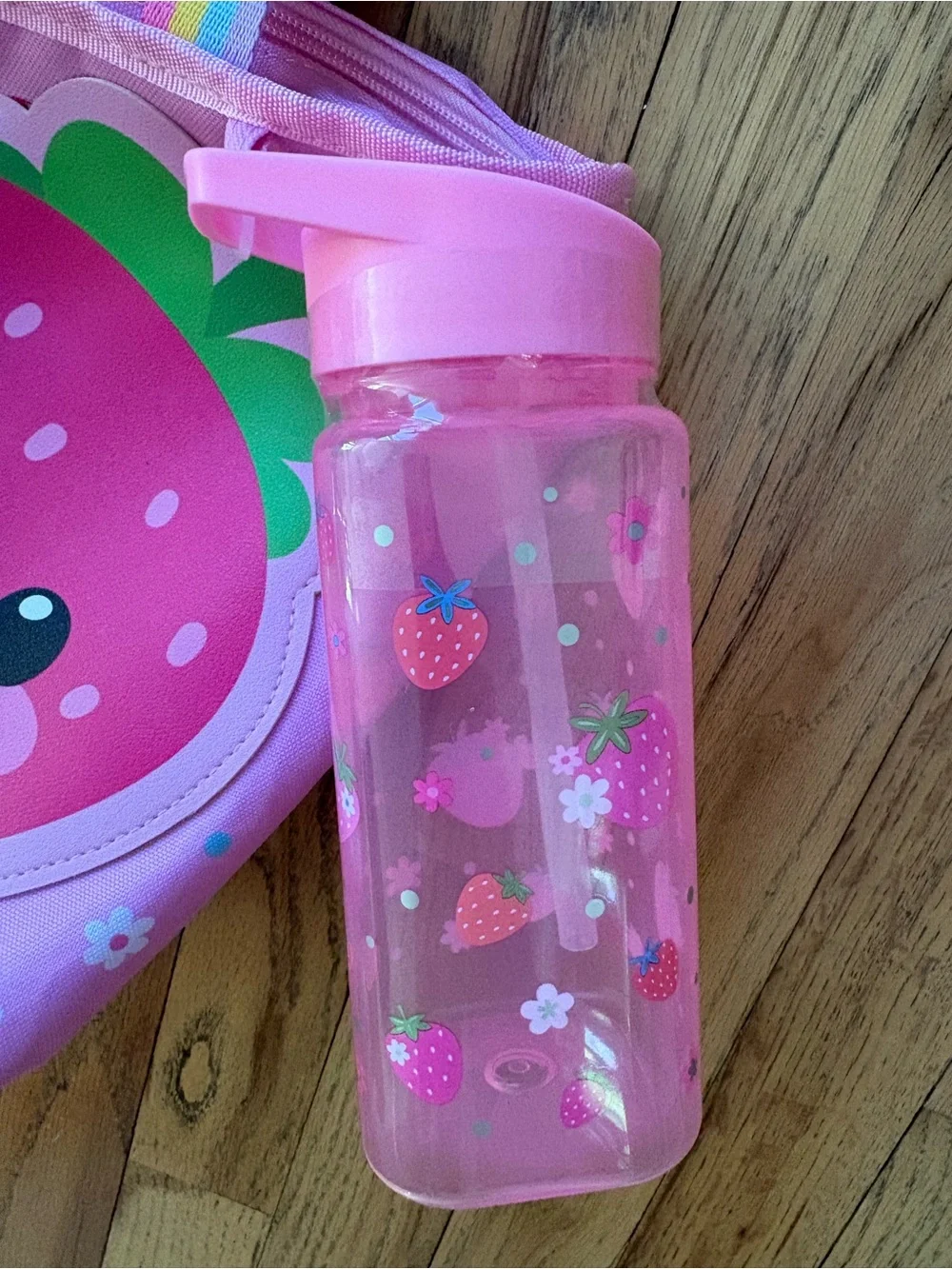 Kids Strawberry Lunch Bag with Water Bottle and Ice Pack